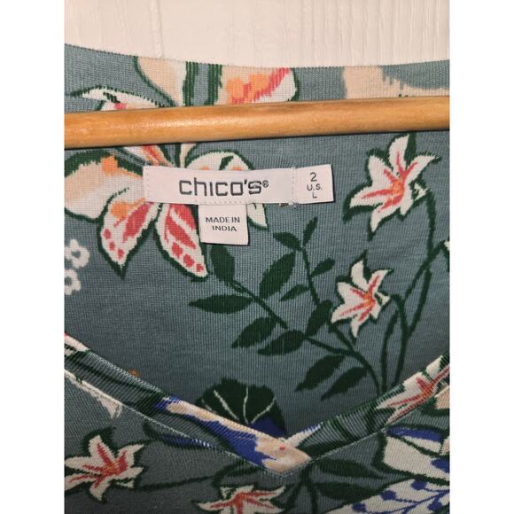 Chico's V-Neck floral 3/4 Sleeve Cotton tops bundle of 2 Size 2 - Picture 6 of 7